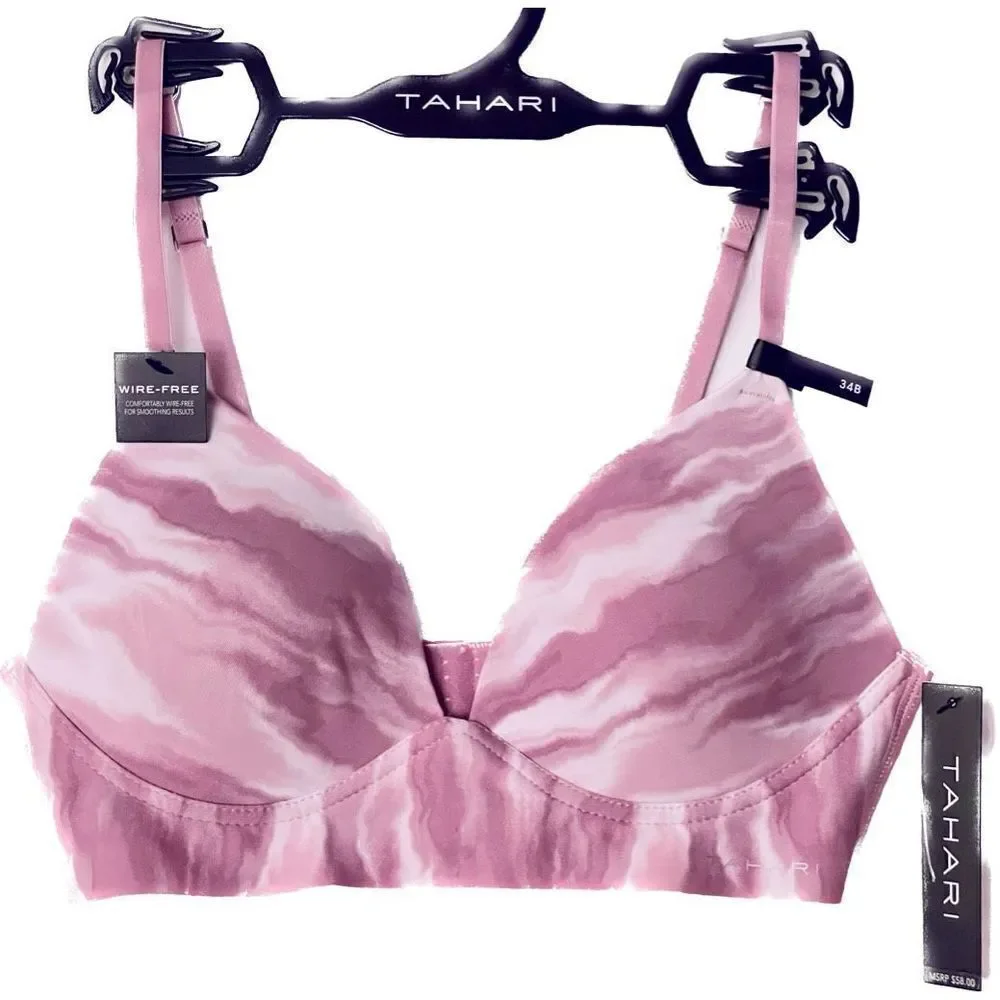 NWT Pack of 2 Tahari Gorgeous Wire Free Smooth Comfort Lilac Purple/Tie Dye Bras